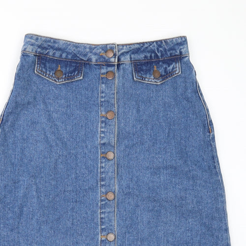 Zara Womens Beige  Denim A-Line Skirt Size S