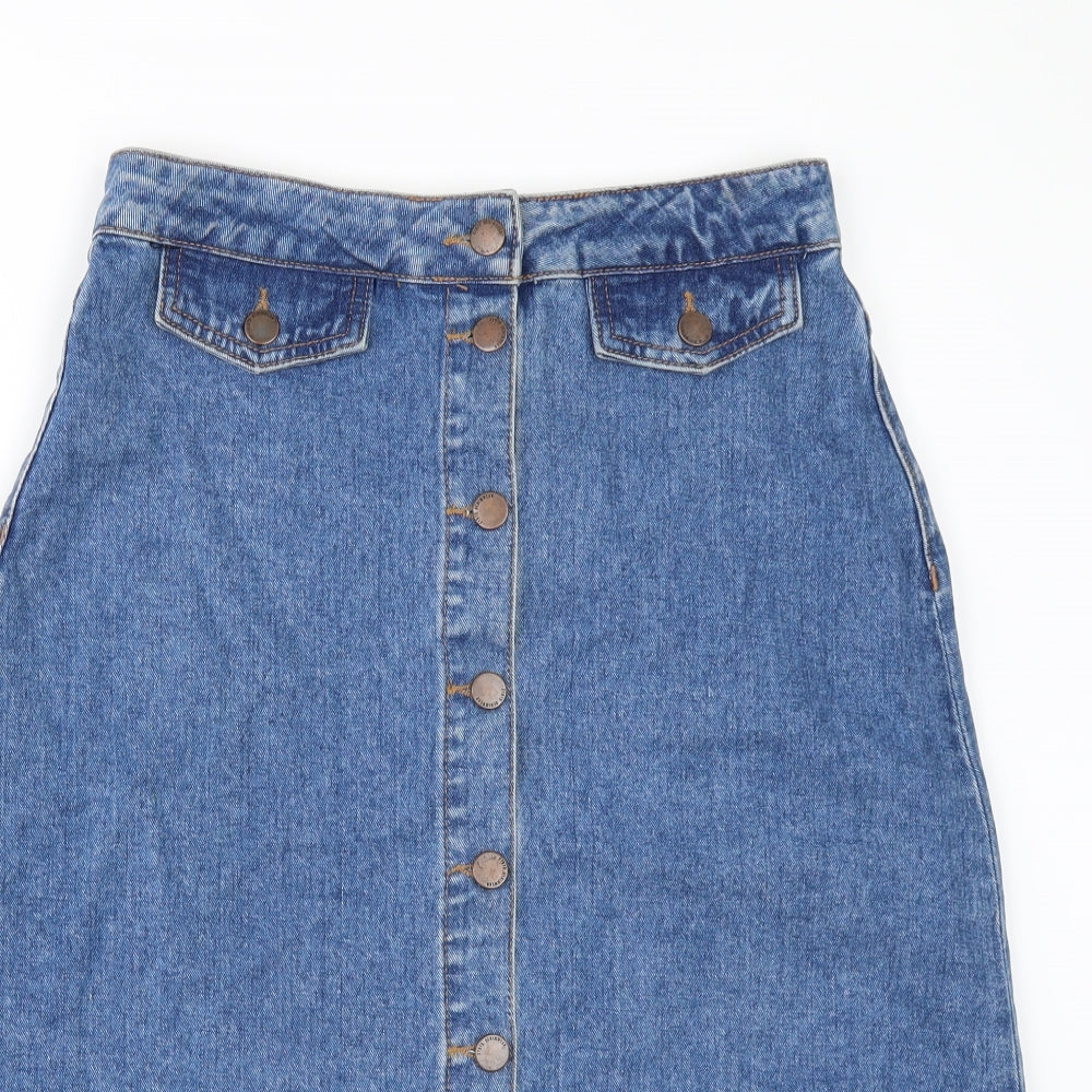 Zara Womens Beige  Denim A-Line Skirt Size S