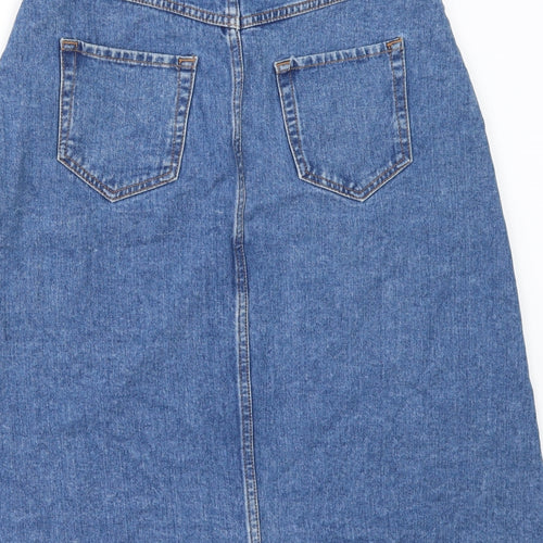 Zara Womens Beige  Denim A-Line Skirt Size S
