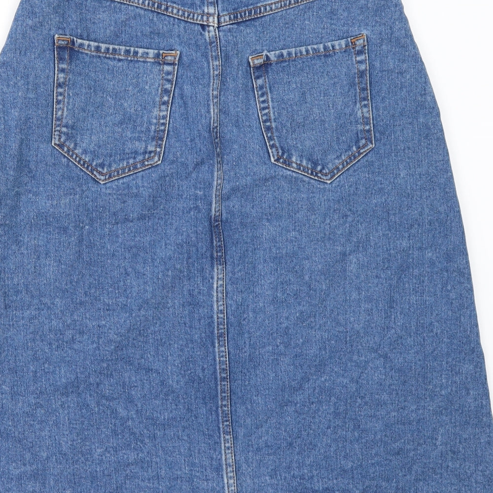 Zara Womens Beige  Denim A-Line Skirt Size S