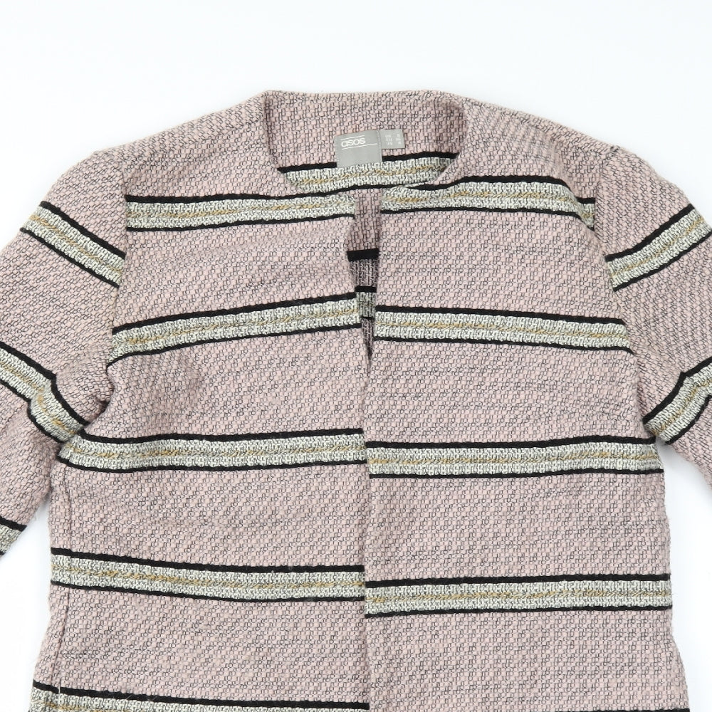 ASOS Womens Pink Striped  Overcoat Coat Size 8