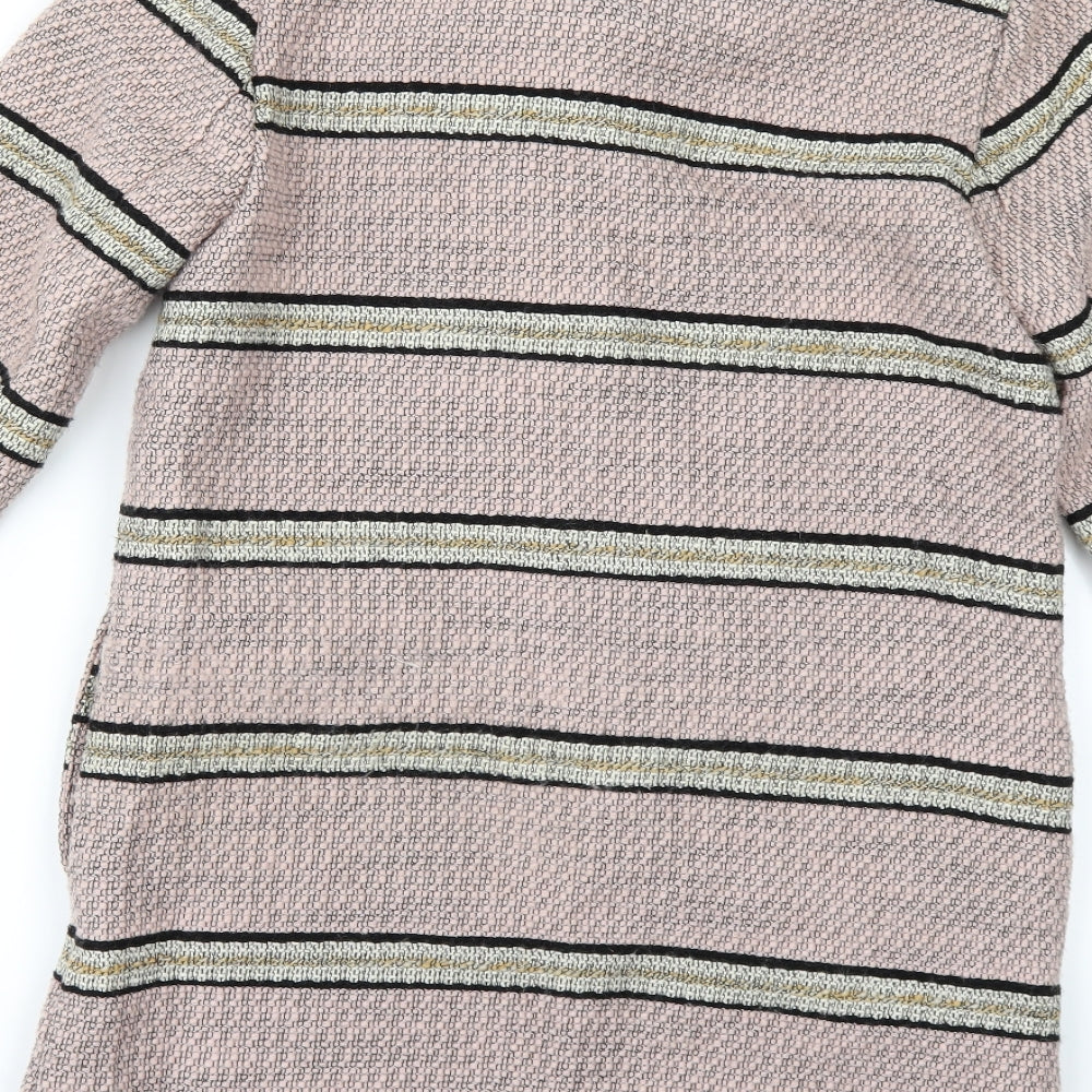 ASOS Womens Pink Striped  Overcoat Coat Size 8