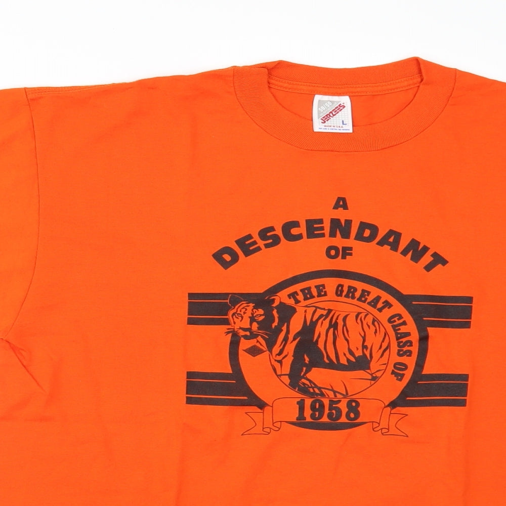 JERZEES Mens Orange    T-Shirt Size L