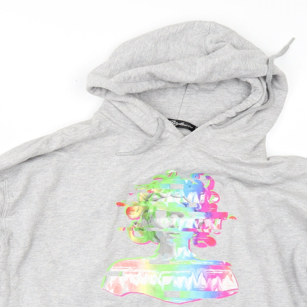 STYLIWISE Womens Grey   Pullover Hoodie Size S