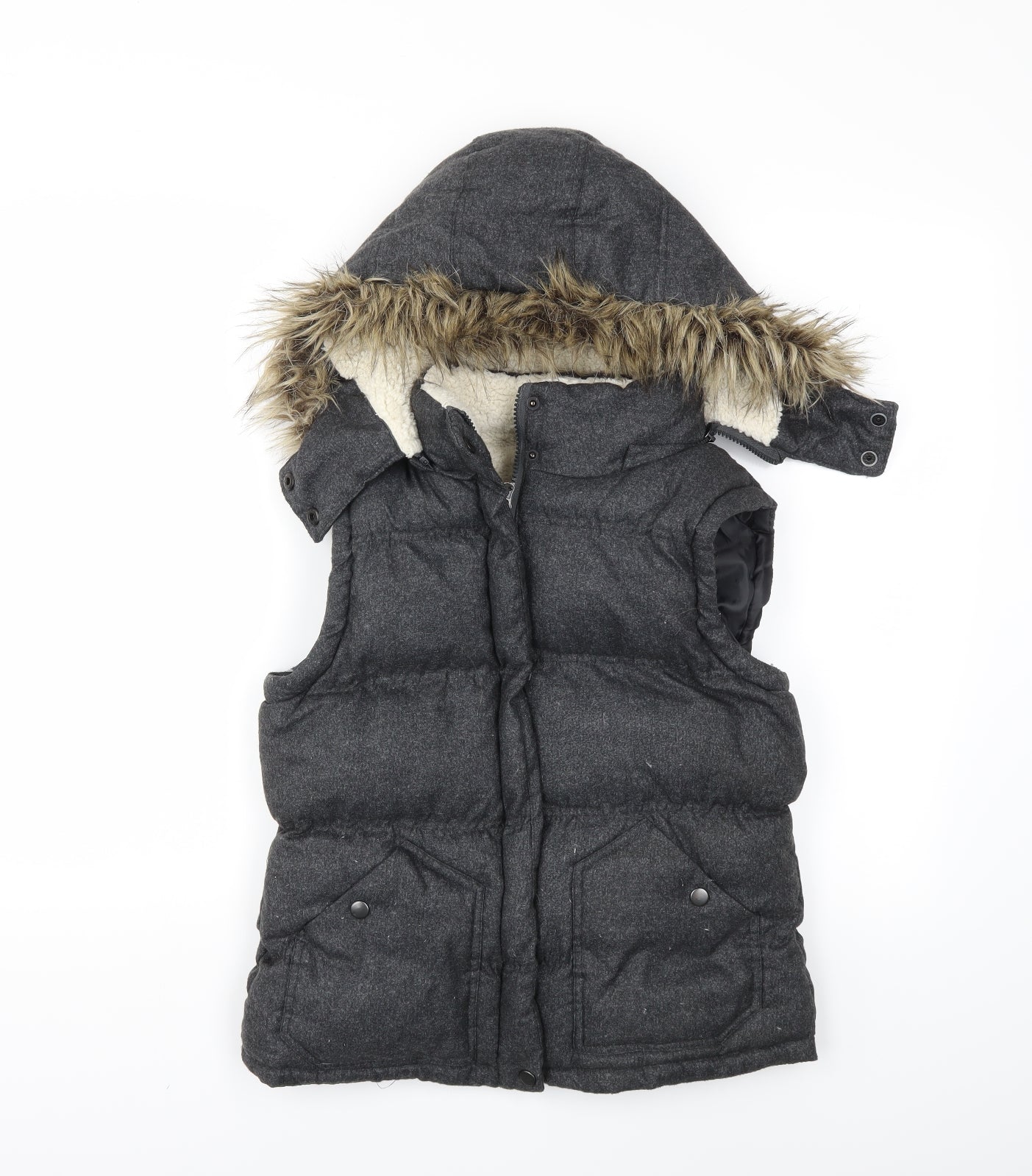 Preworn Womens Grey   Gilet Coat Size 8