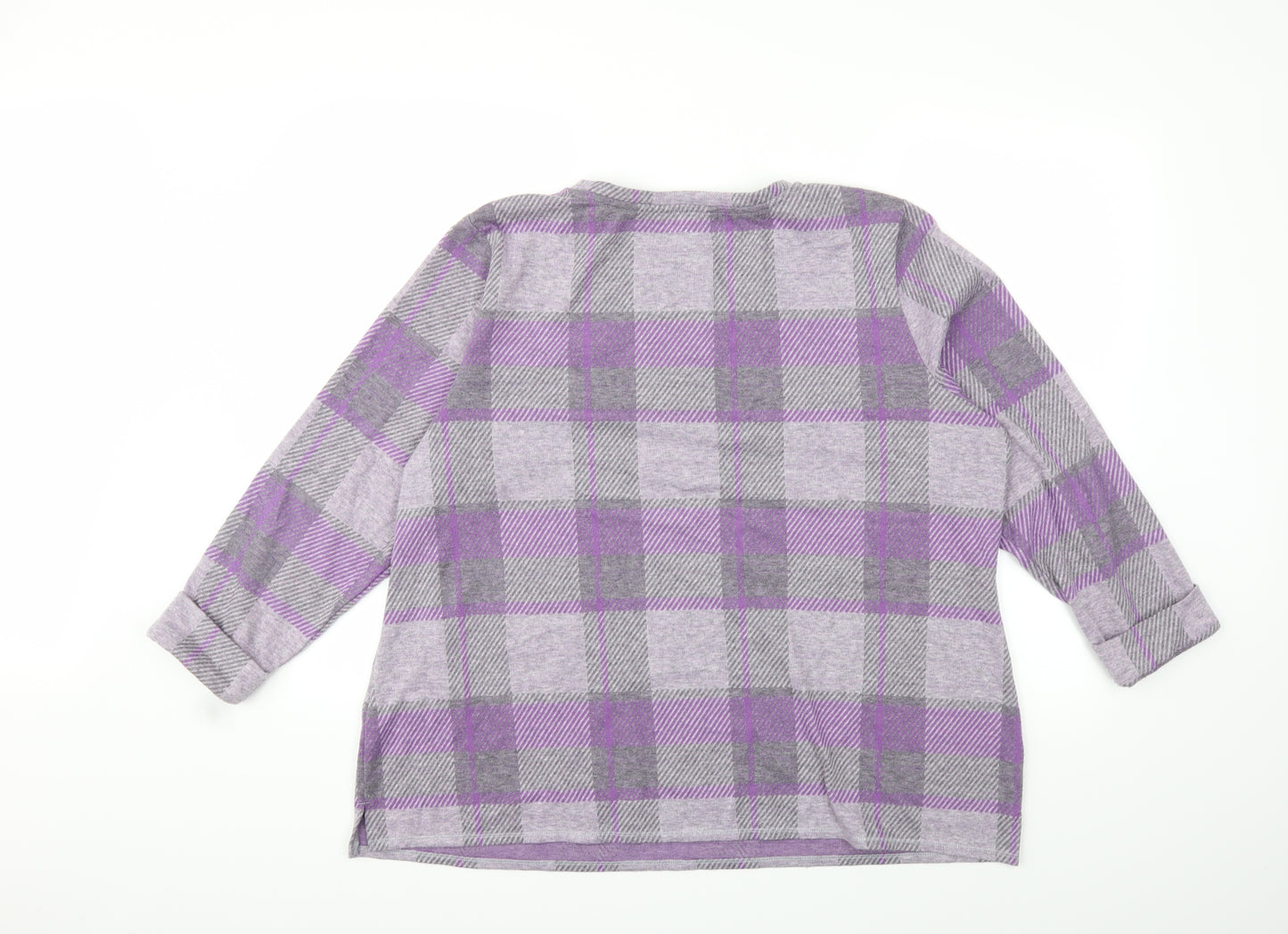 Marks and Spencer Womens Purple Check  Pullover Sweatshirt Size 20