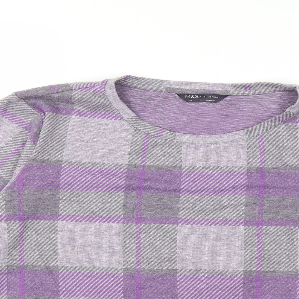 Marks and Spencer Womens Purple Check  Pullover Sweatshirt Size 20