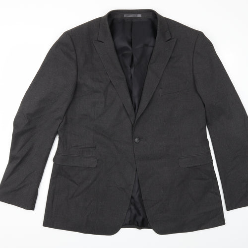 Burton Mens Grey Striped  Jacket Suit Jacket Size 48