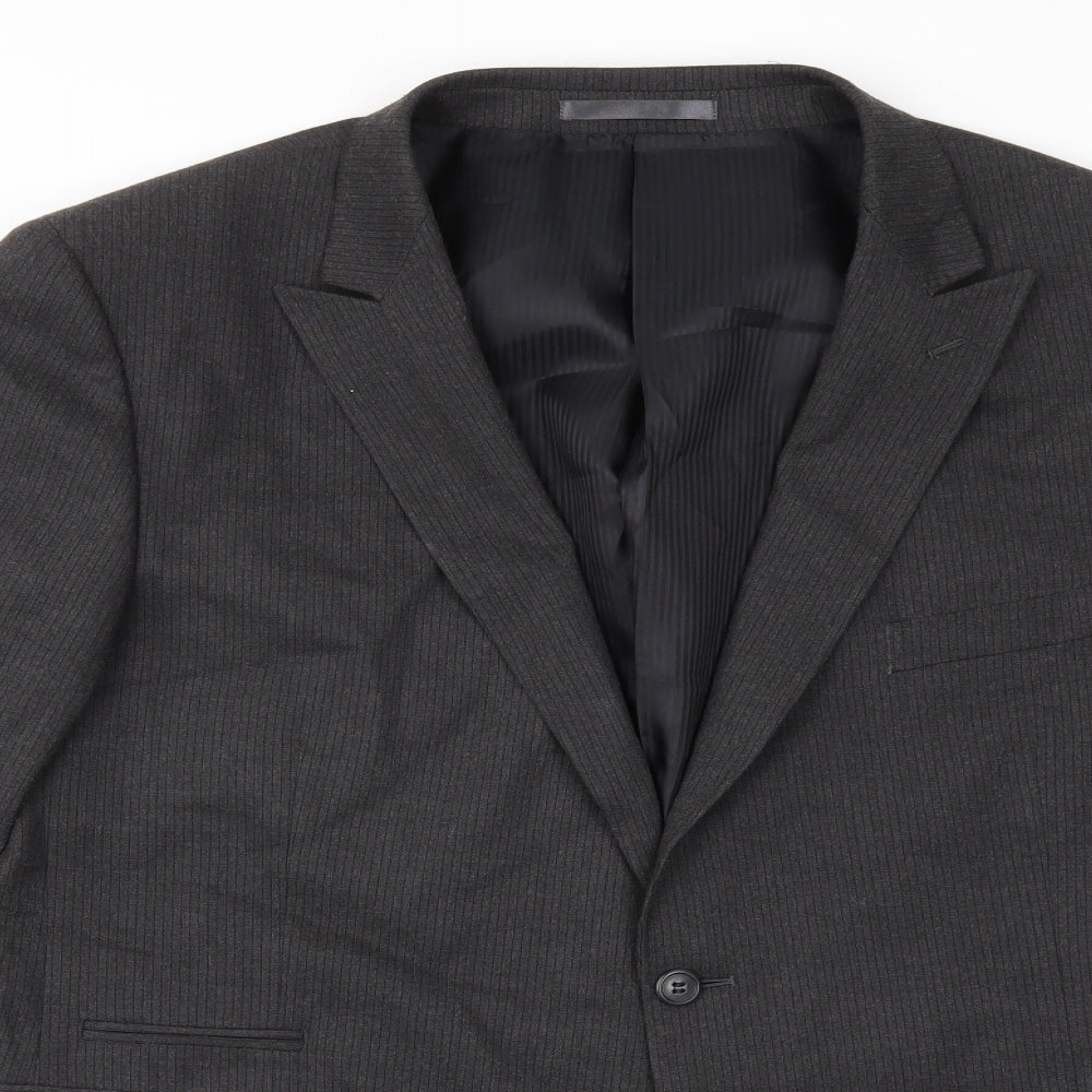 Burton Mens Grey Striped  Jacket Suit Jacket Size 48