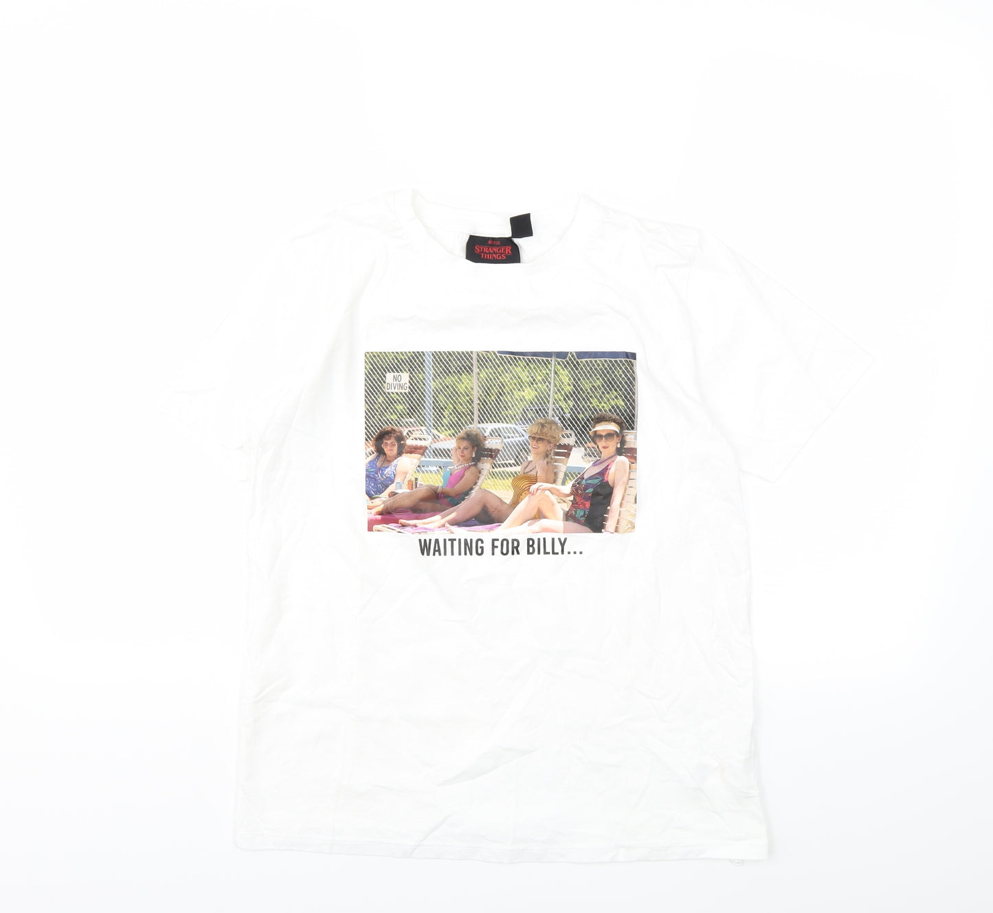 Netflix Womens White   Basic T-Shirt Size 10