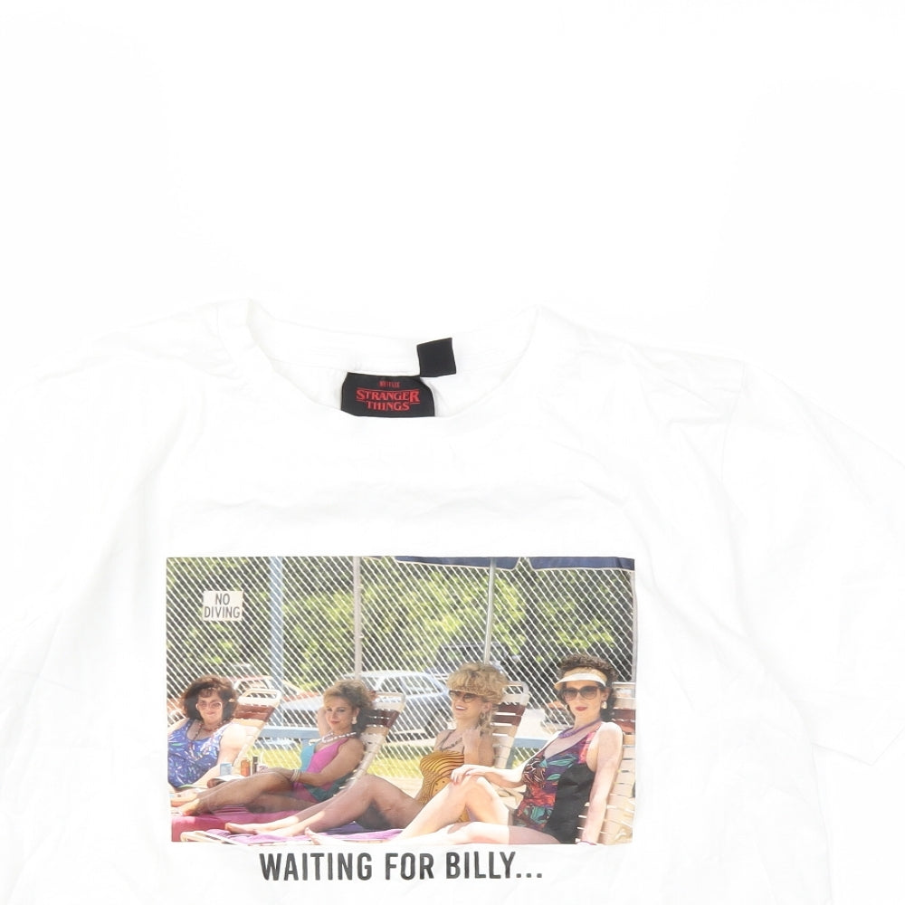 Netflix Womens White   Basic T-Shirt Size 10