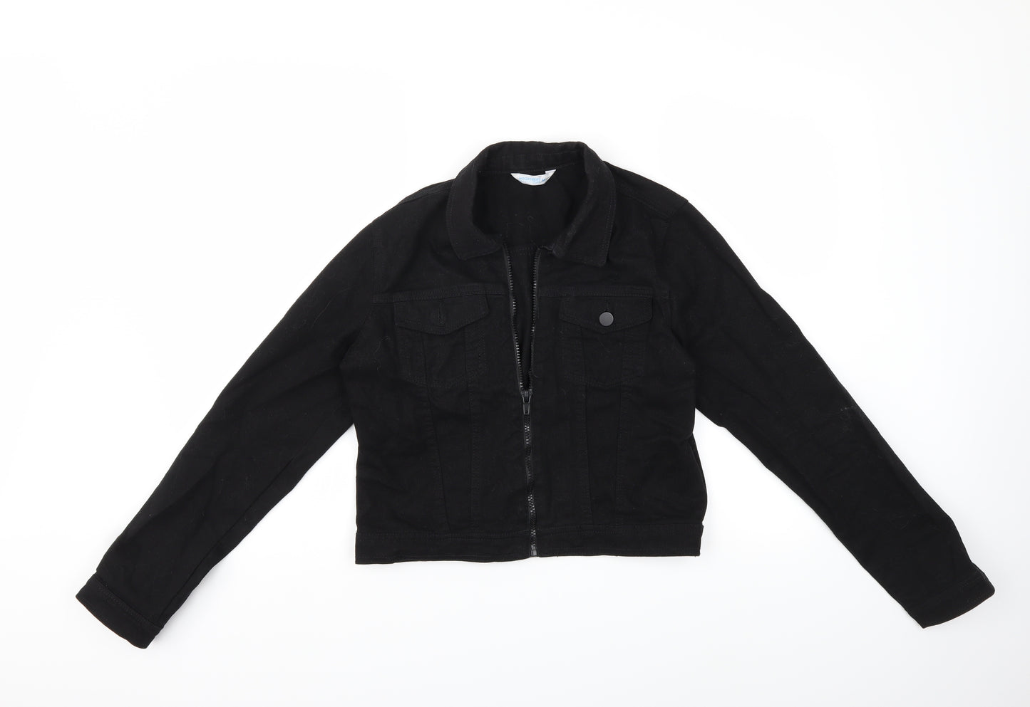 Preworn Womens Black  Denim Jacket  Size M