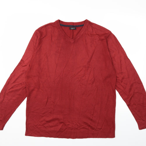 M&Co Mens Red  Knit Pullover Jumper Size L