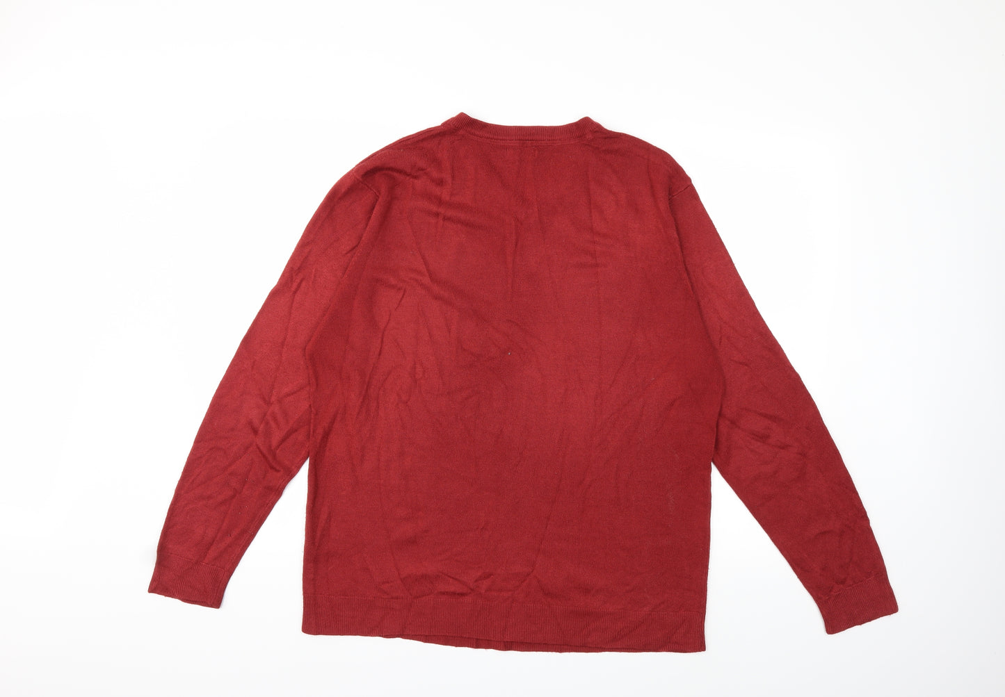 M&Co Mens Red  Knit Pullover Jumper Size L