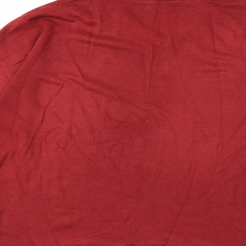 M&Co Mens Red  Knit Pullover Jumper Size L