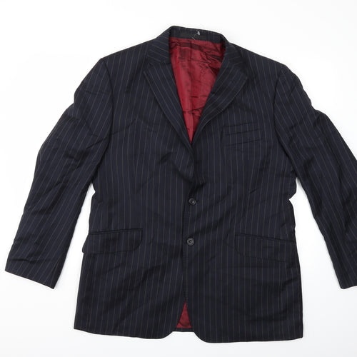 Preworn Mens Blue Striped  Jacket Suit Jacket Size 42