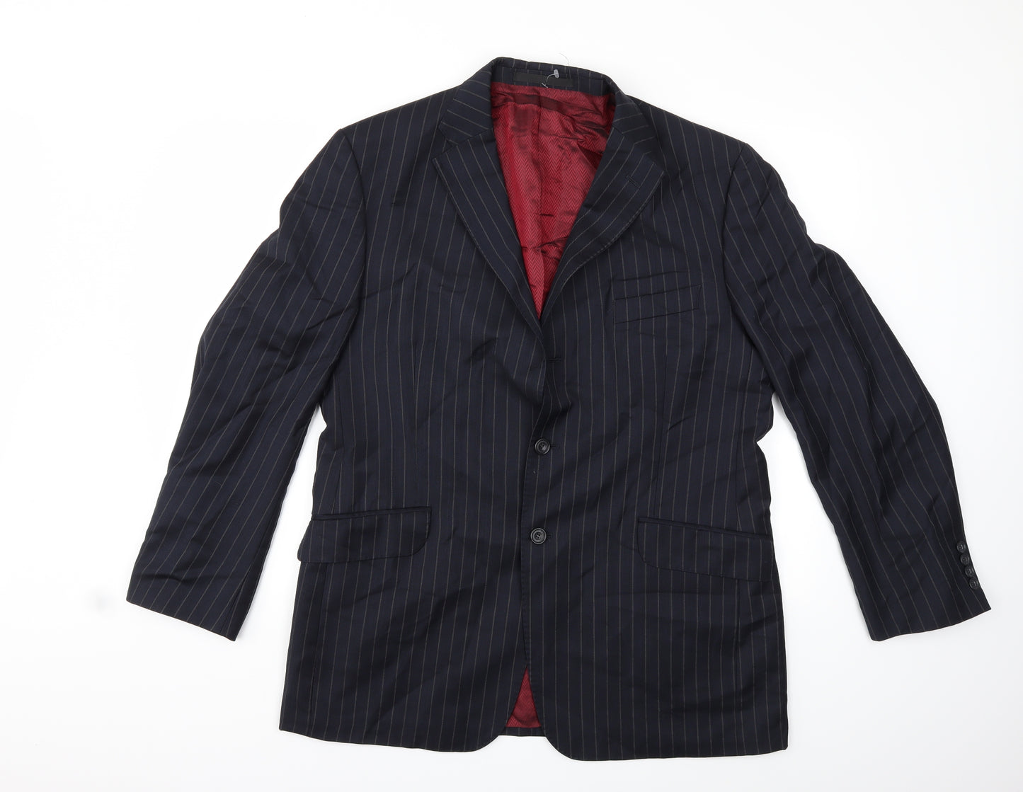 Preworn Mens Blue Striped  Jacket Suit Jacket Size 42