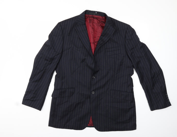 Preworn Mens Blue Striped  Jacket Suit Jacket Size 42