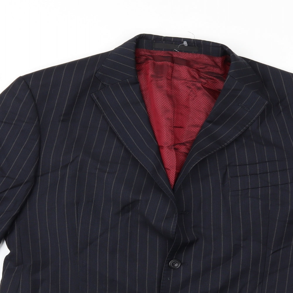 Preworn Mens Blue Striped  Jacket Suit Jacket Size 42