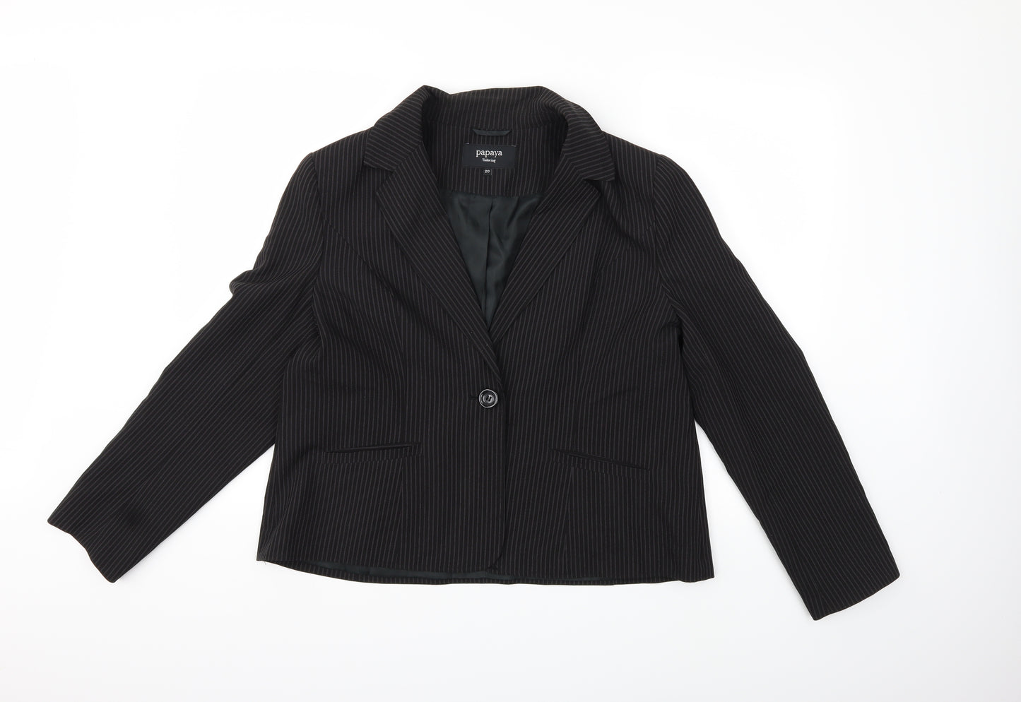 Papaya Womens Black Striped  Jacket Blazer Size 20