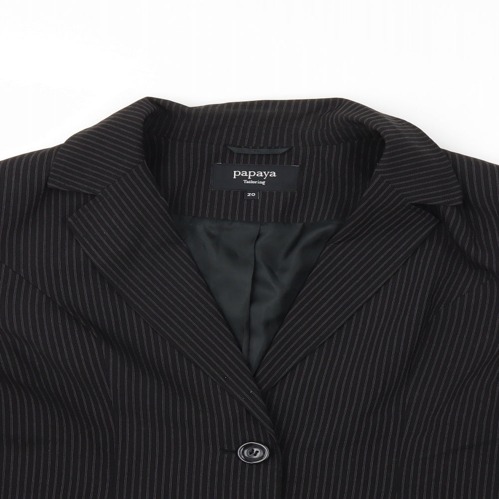Papaya Womens Black Striped  Jacket Blazer Size 20