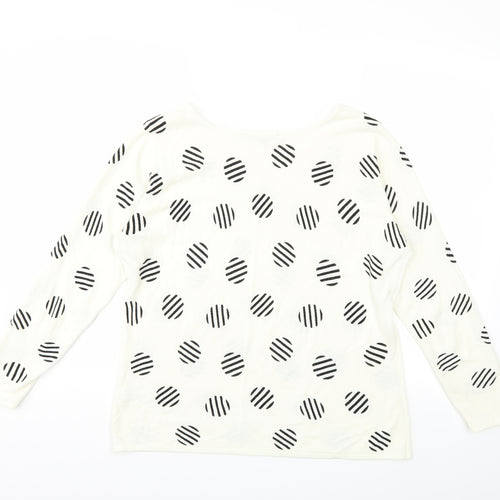 Preworn Womens Beige Polka Dot Knit Pullover Jumper Size 14