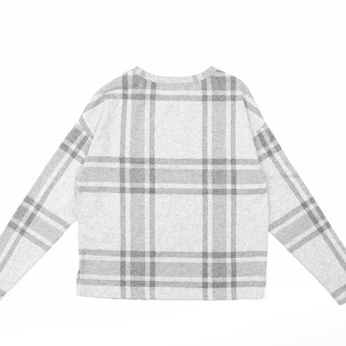 Marks and Spencer Womens Grey Check  Basic T-Shirt Size 6