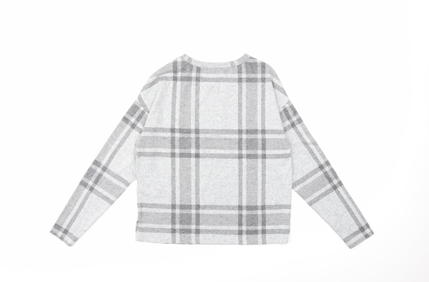 Marks and Spencer Womens Grey Check  Basic T-Shirt Size 6