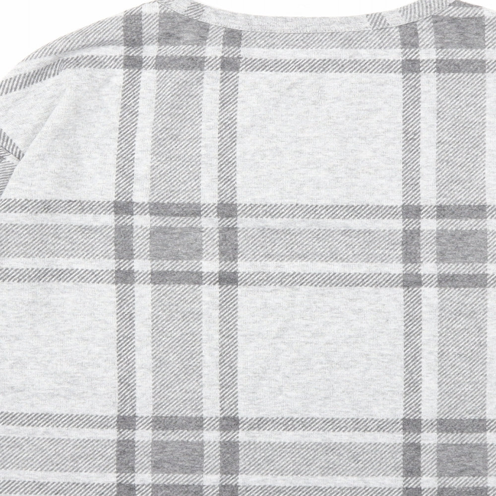 Marks and Spencer Womens Grey Check  Basic T-Shirt Size 6