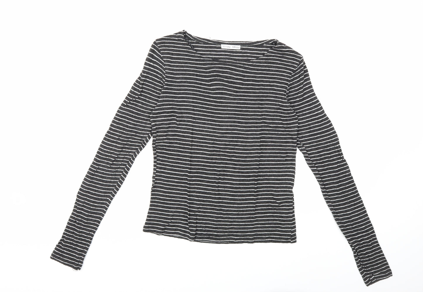 Zara Womens Black Striped  Basic T-Shirt Size S
