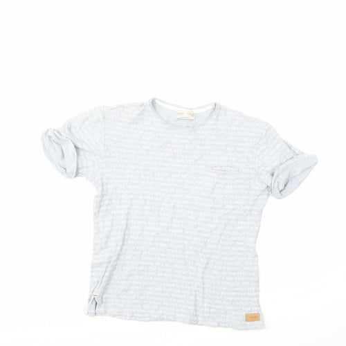 Zara Boys Blue Striped  Basic T-Shirt Size 11 Years