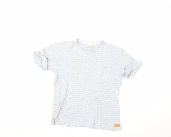 Zara Boys Blue Striped Basic T-Shirt Size 11 Years