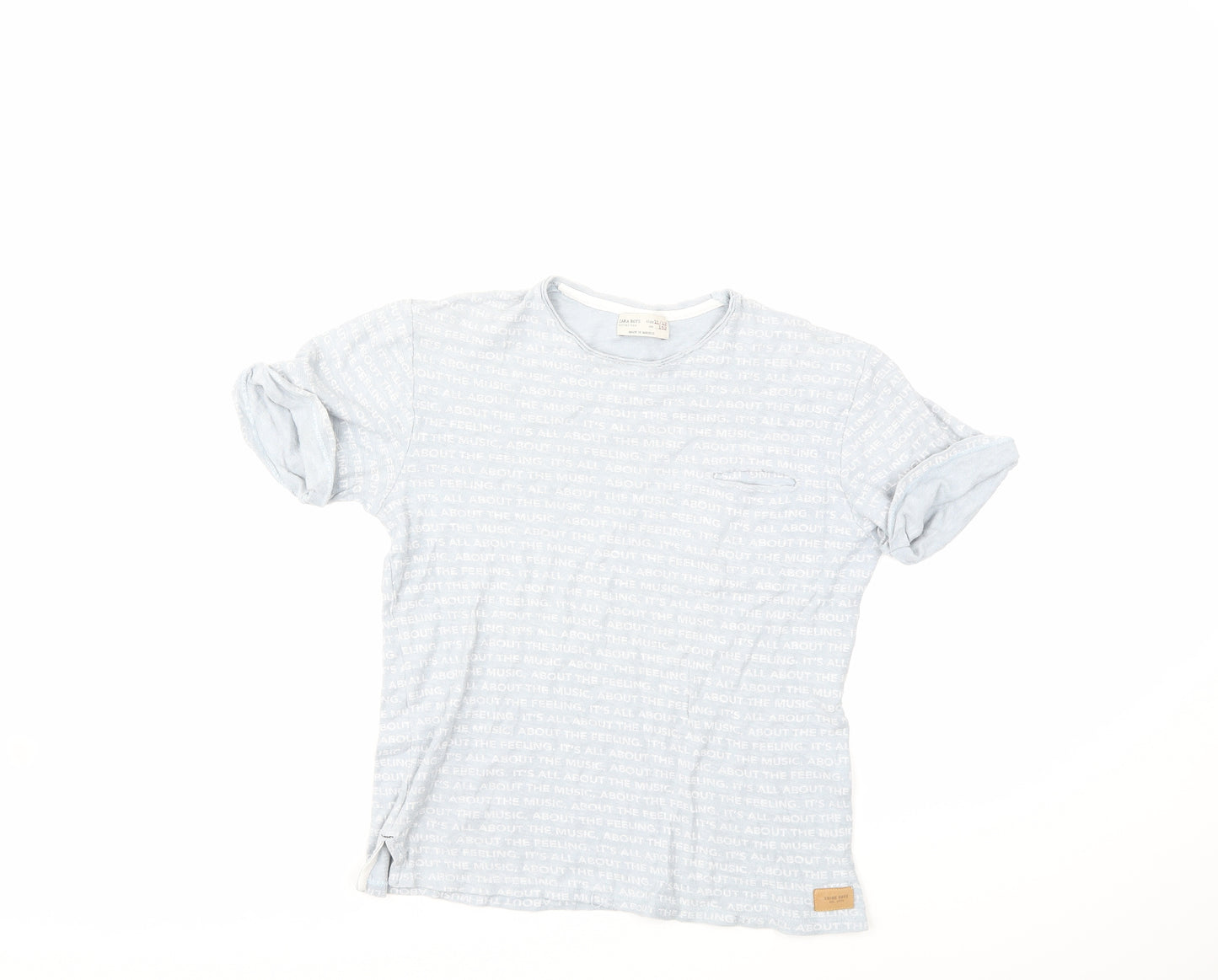 Zara Boys Blue Striped  Basic T-Shirt Size 11 Years