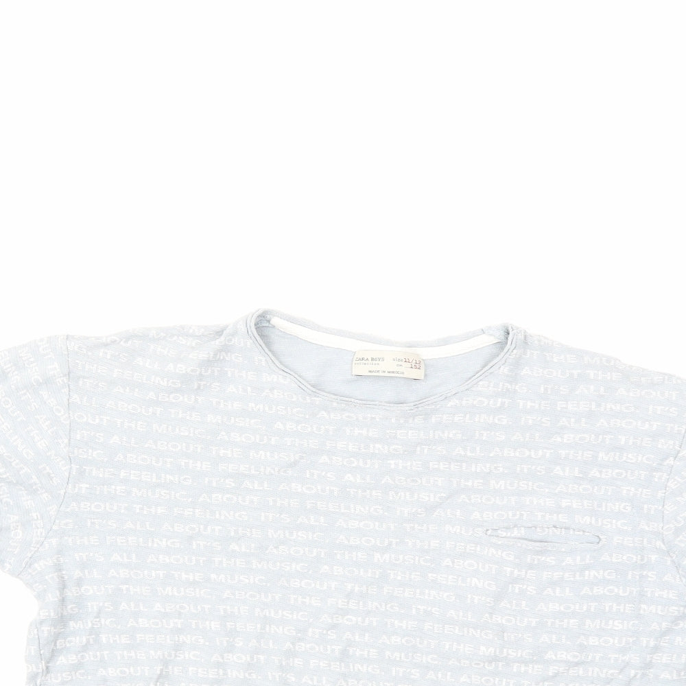 Zara Boys Blue Striped  Basic T-Shirt Size 11 Years