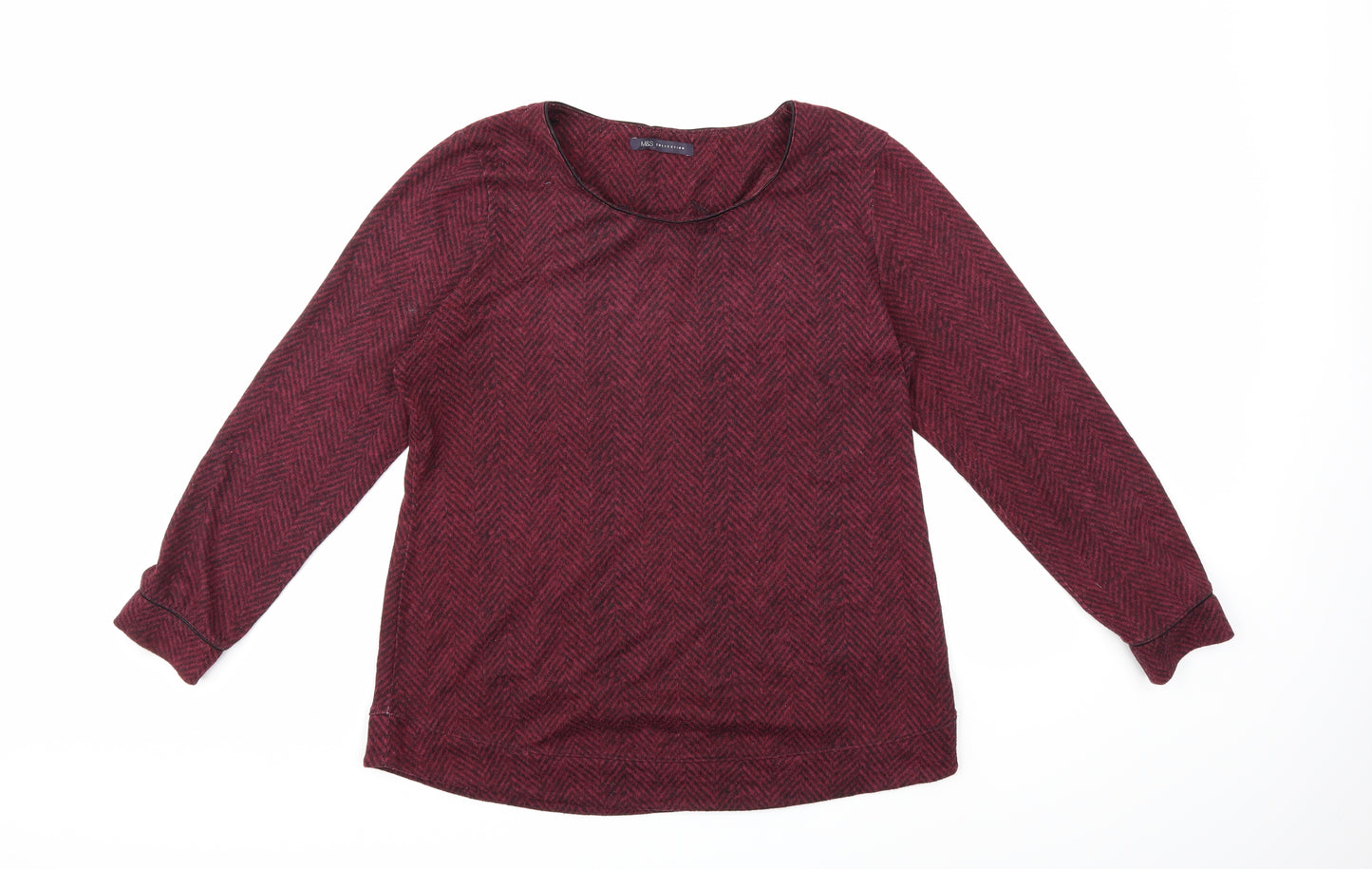 Marks and Spencer Womens Red Geometric  Pullover Sweatshirt Size 16