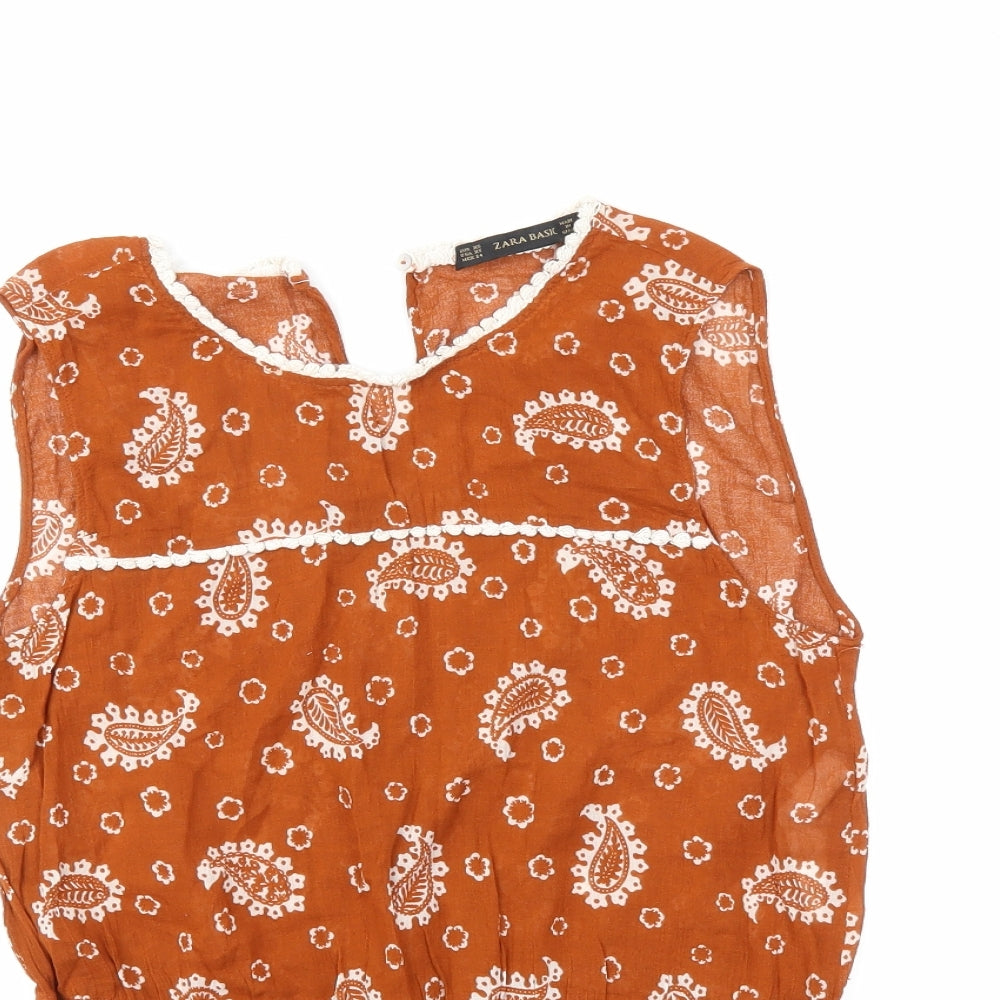 Zara Womens Brown Floral  Basic Tank Size XS