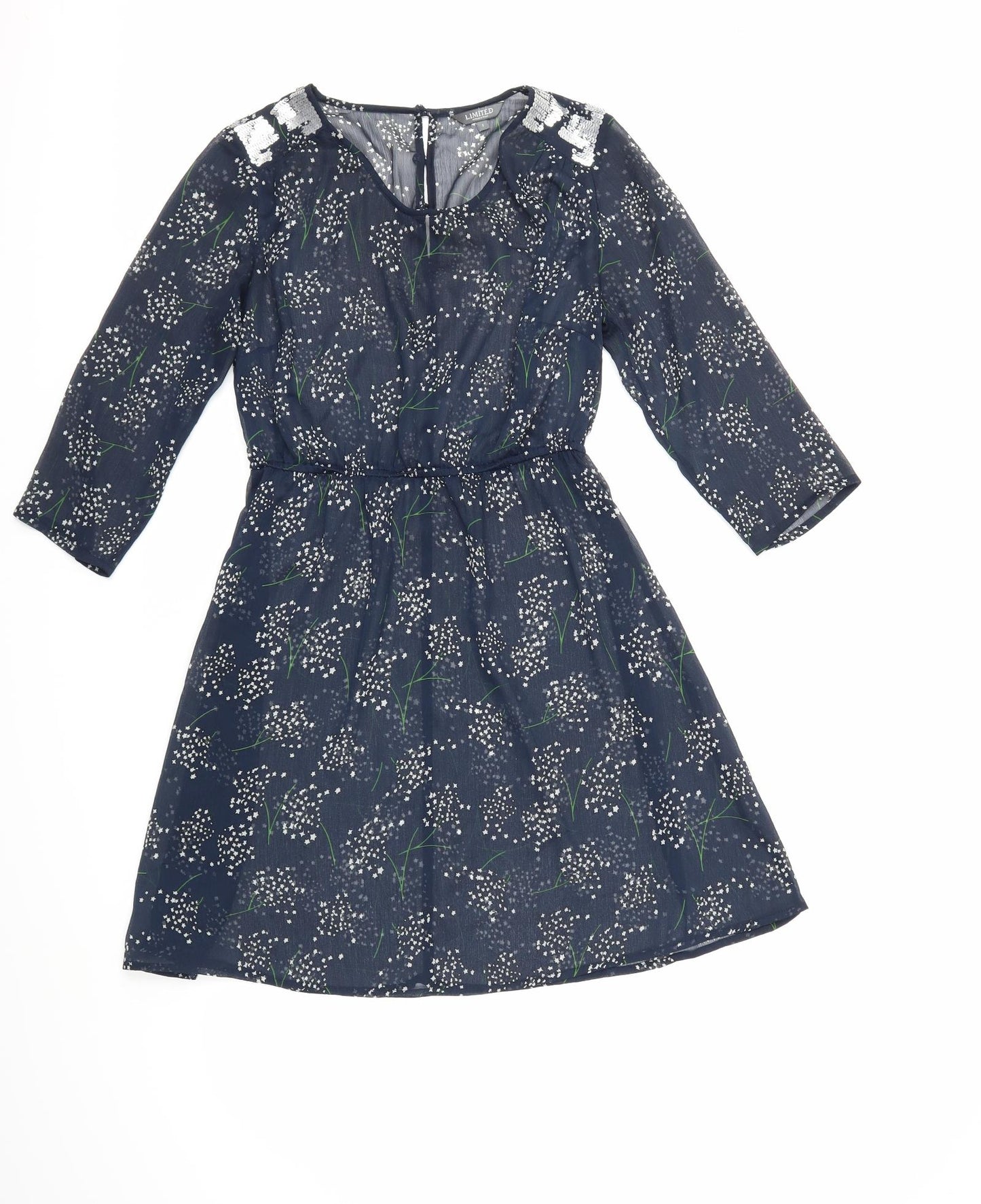 Preworn Womens Blue Floral  Fit & Flare  Size 8