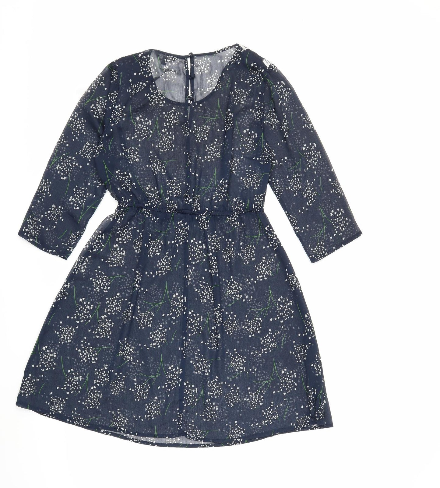 Preworn Womens Blue Floral  Fit & Flare  Size 8