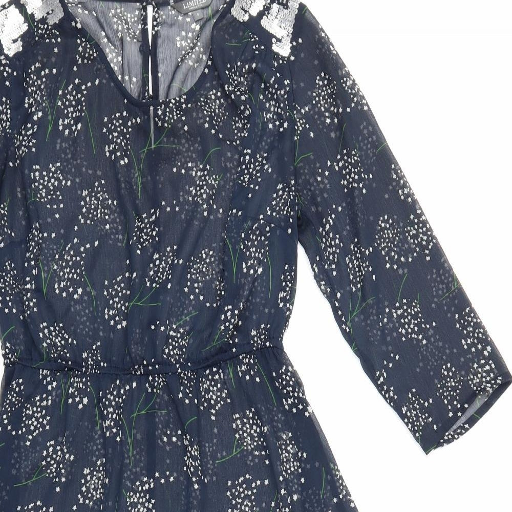 Preworn Womens Blue Floral  Fit & Flare  Size 8