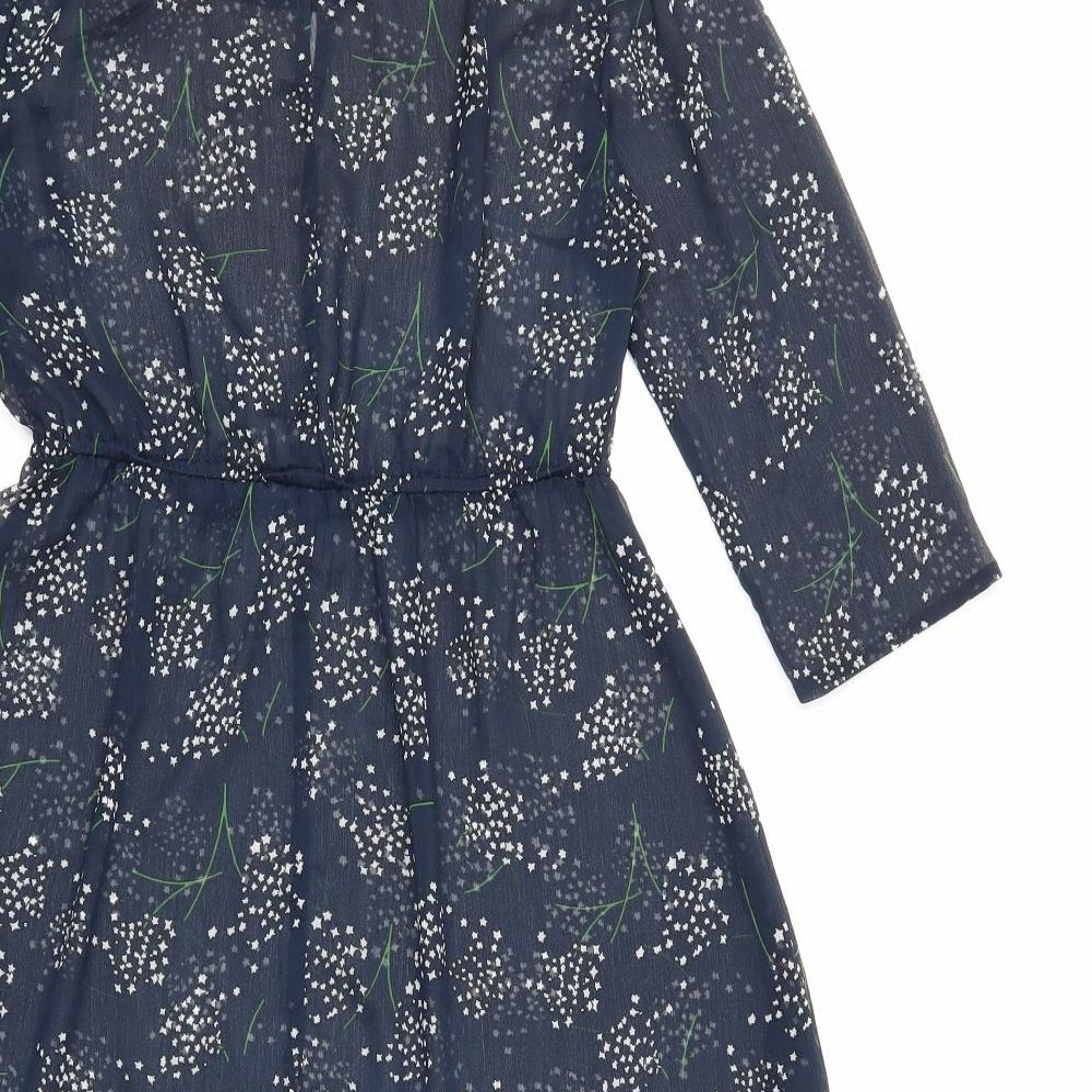 Preworn Womens Blue Floral  Fit & Flare  Size 8