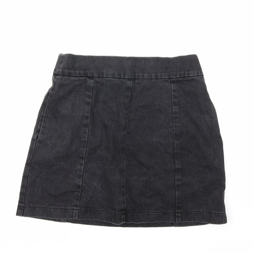 Preworn Womens Black  Denim Mini Skirt Size 26 in
