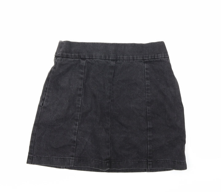 Preworn Womens Black Denim Mini Skirt Size 26 in