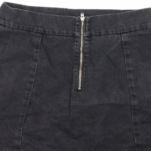 Preworn Womens Black  Denim Mini Skirt Size 26 in