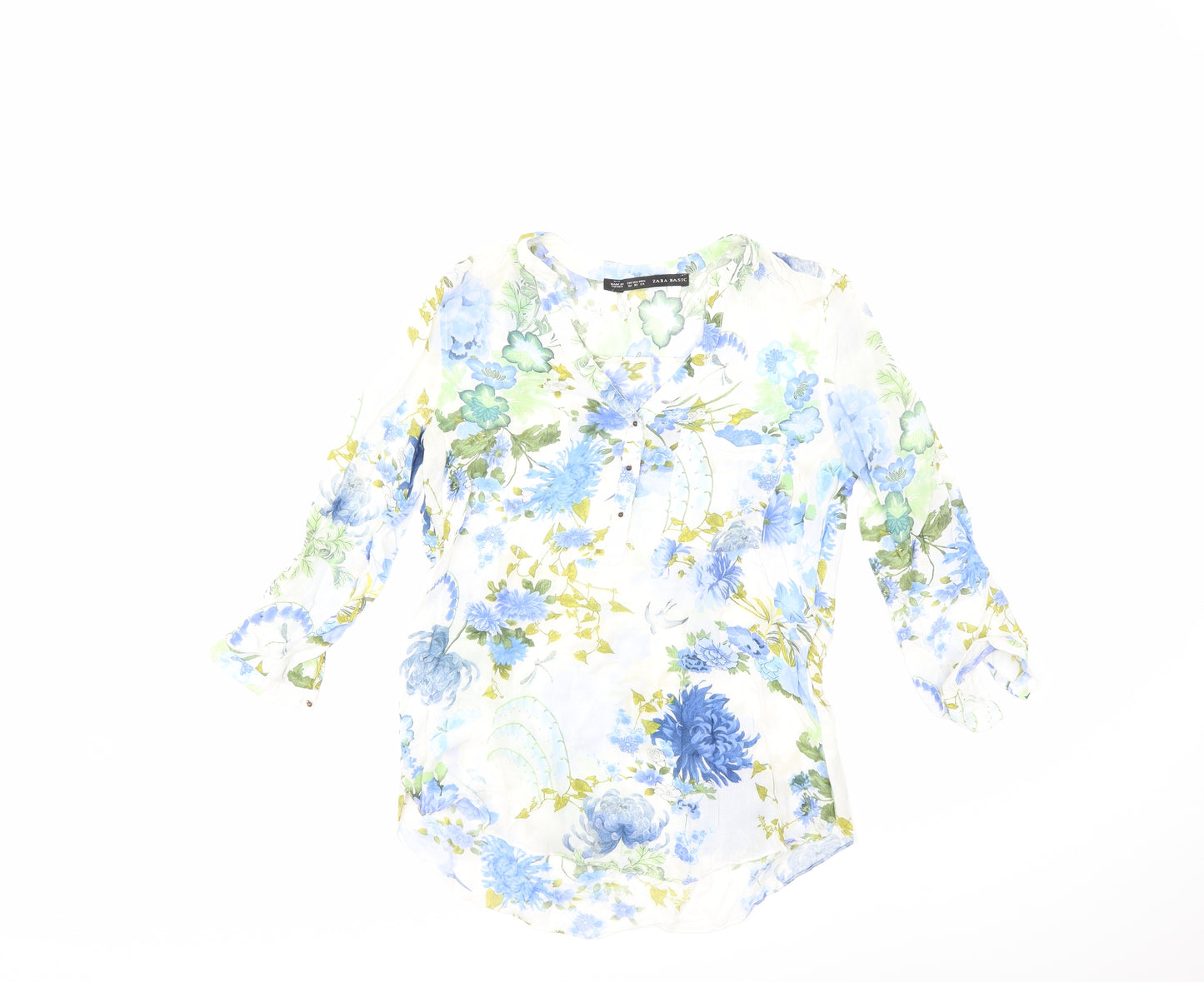 Zara Womens White Floral  Basic Blouse Size XS
