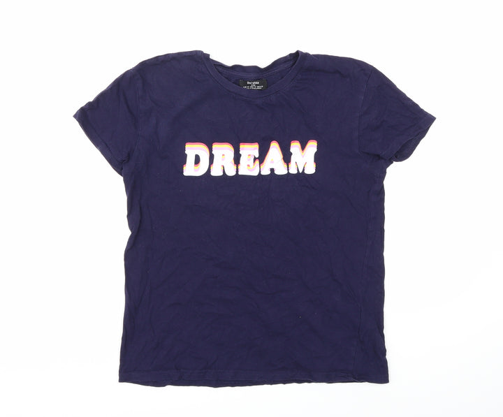 Bershka Womens Blue Basic T-Shirt Size M