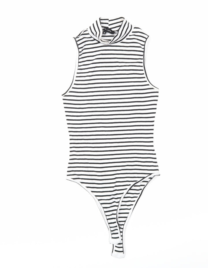 New Look Womens White Striped  Basic Tank Size 10