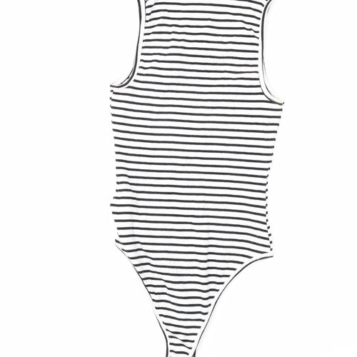New Look Womens White Striped  Basic Tank Size 10