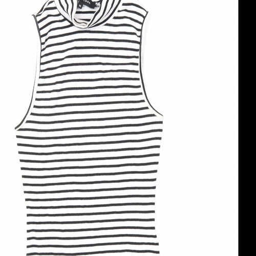 New Look Womens White Striped  Basic Tank Size 10
