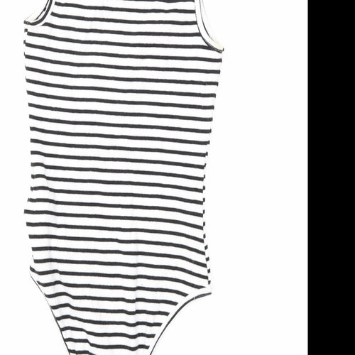 New Look Womens White Striped  Basic Tank Size 10
