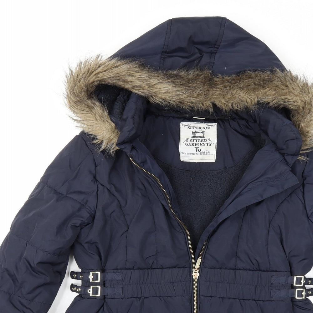 TU Girls Blue   Parka Coat Size 11 Years